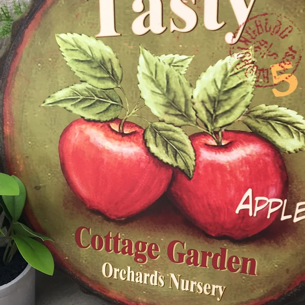 Rustic Farmhouse vintage fall harvest metal sign with Apples